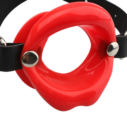 Bondage Faux Leather Open Mouth Red Lip Gag