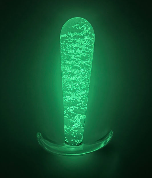 Glow Clear Glass Anal Plug W/ Handle