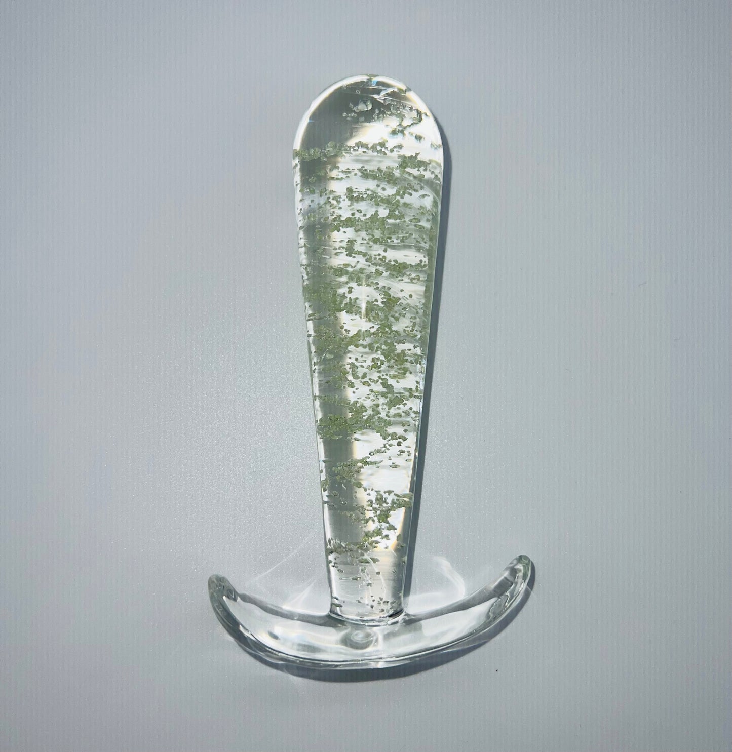 Glow Clear Glass Anal Plug W/ Handle