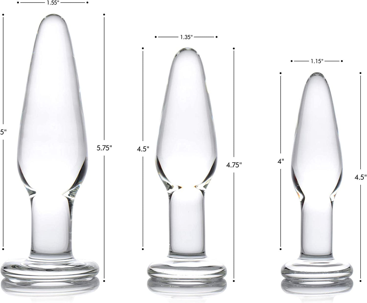 Glass Butt Plug - 3 Piece Set